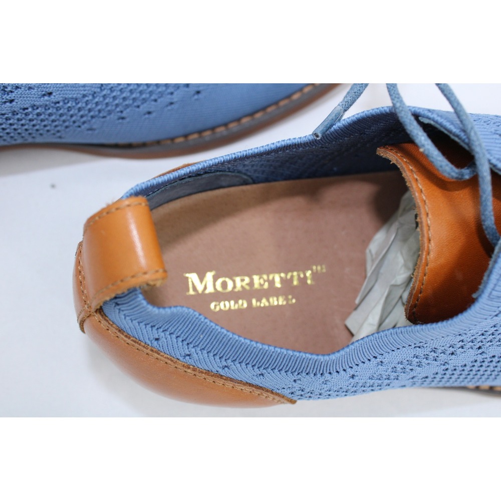Moretti Gold Label Ashland II Light Blue Knit & Leather Wingtip Oxfords - Picture 5 of 8